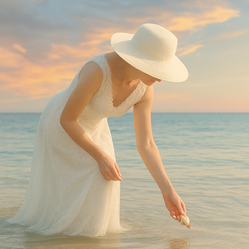 Chaplain Tammy doing what she loves best, acting like a little girl and picking up seashells.