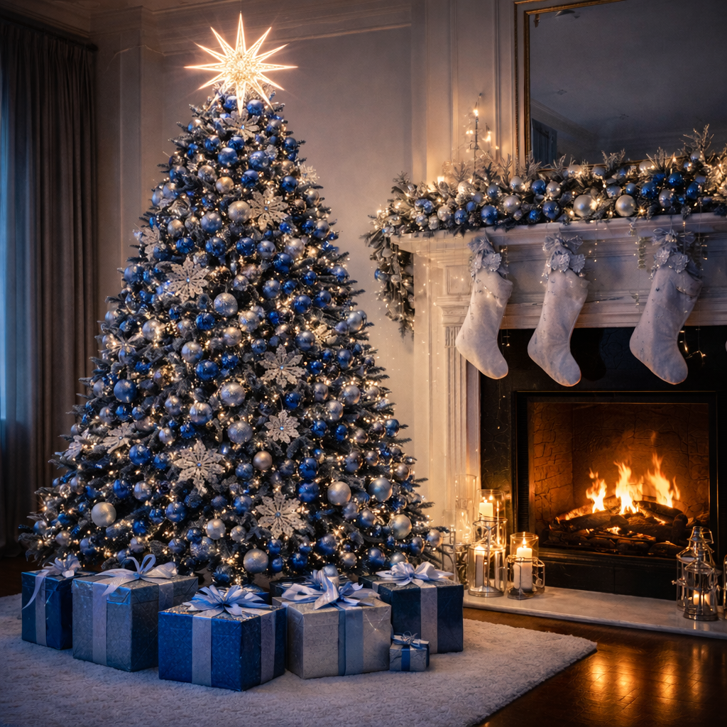 Merry Christmas, Blue Line Christmas Tree